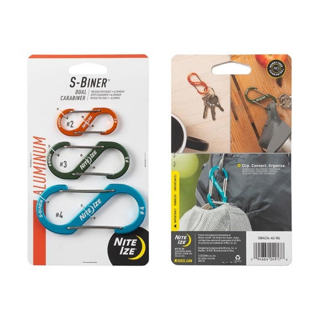 Nite Ize S-biner Aluminum Dual Carabiner Combo - 3 Pack Assorted