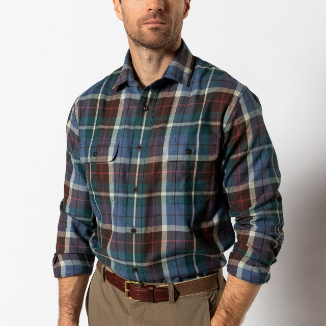 Duck Head Performance Flannel Sport Shirt - Irving Plaid Emerald Green