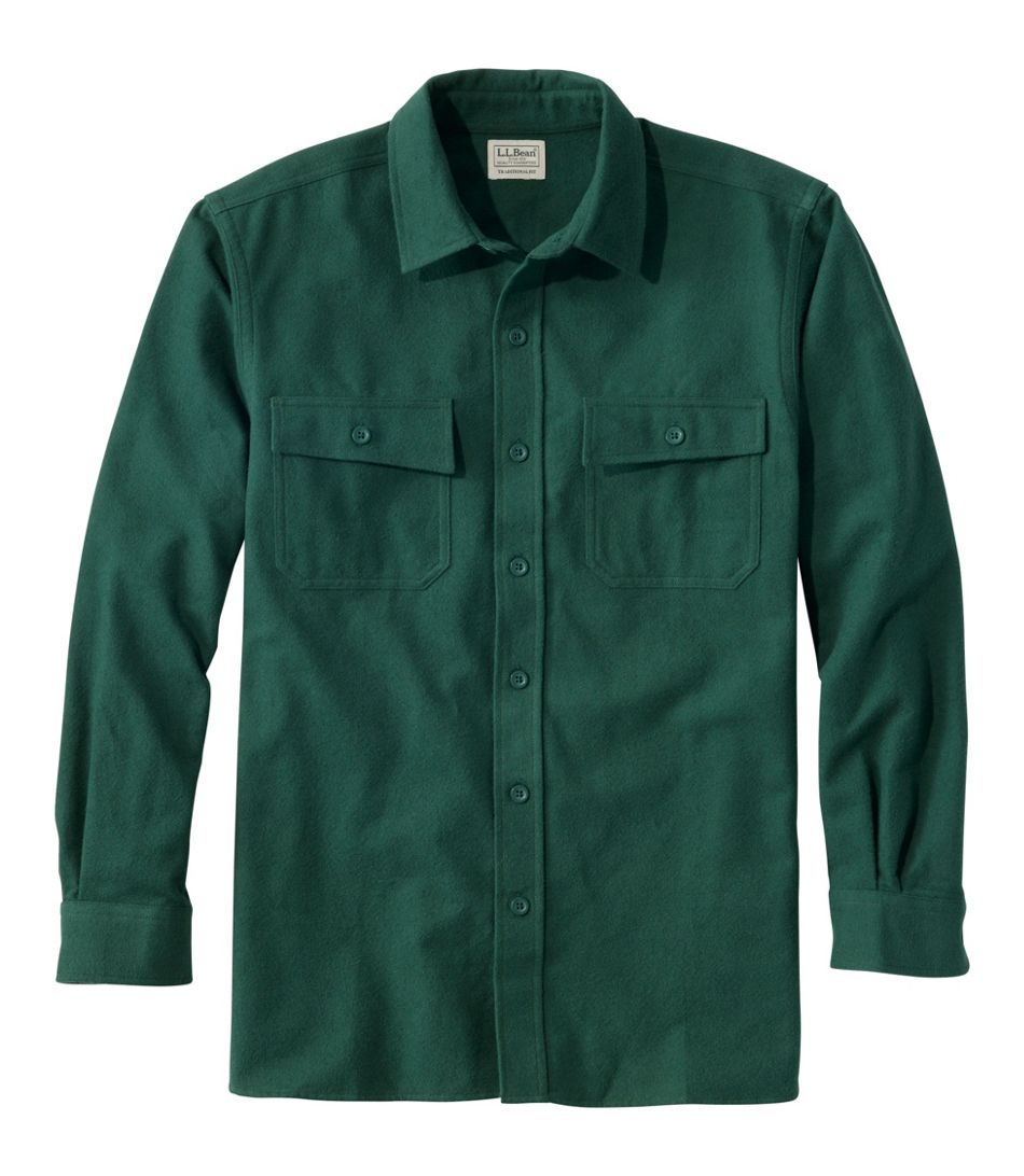 L.L. Bean Mens Chamois Shirt Deep Green