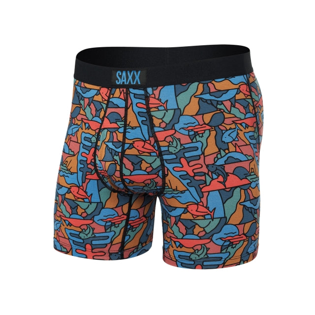 Saxx Mens Ultra Super Soft Boxer Brief Over The River/Multi