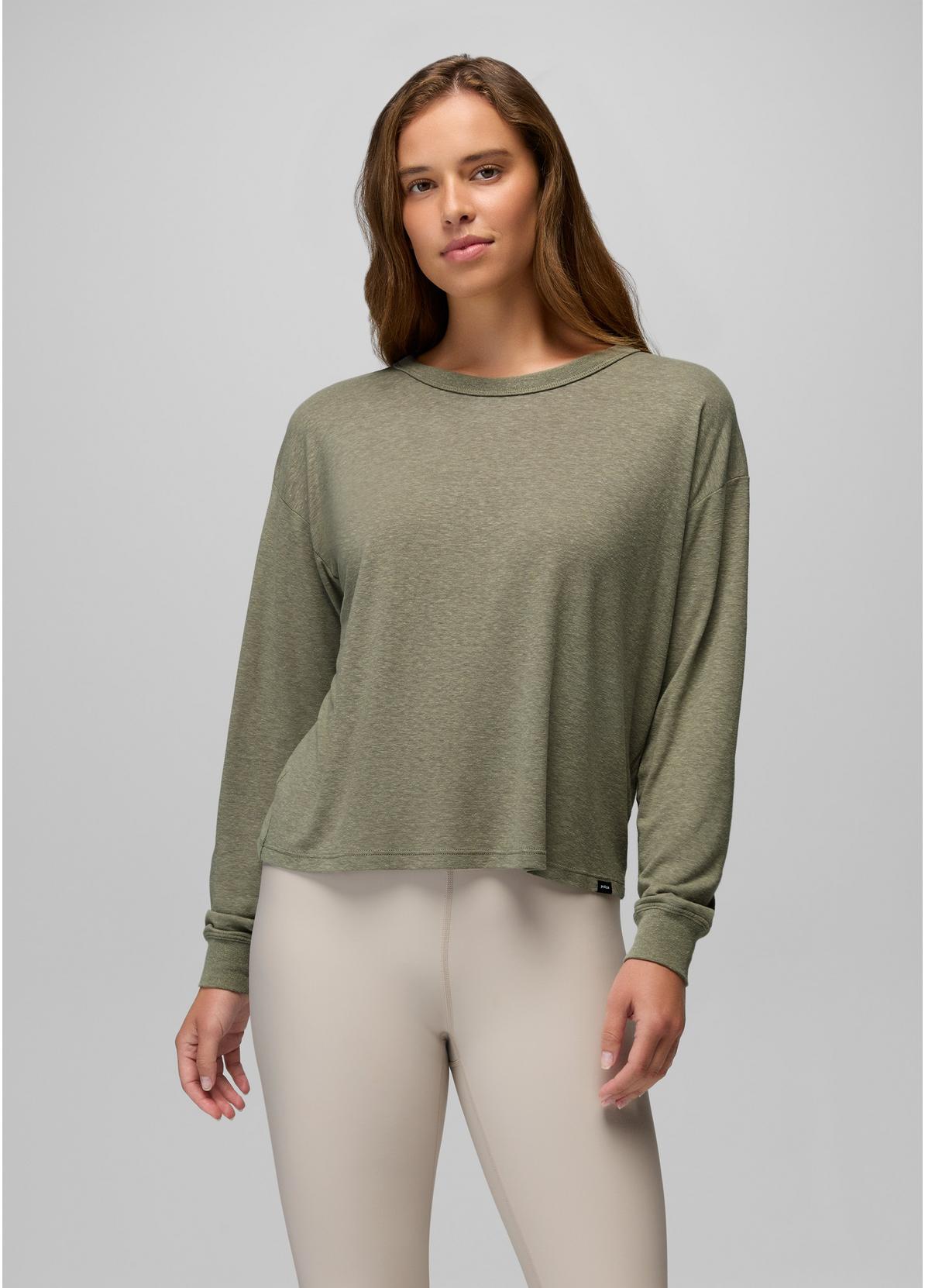Prana Womens Cozy Up Long Sleeve Crew glacier skies stripe