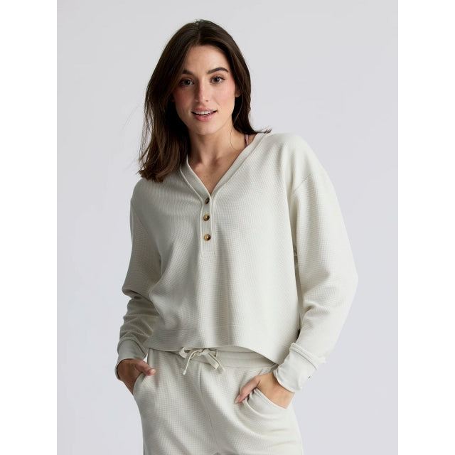 Free Fly Apparel Womens Waffle Long Sleeve Henley Nutmeg