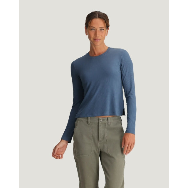 Free Fly Apparel Ribbed Bamboo Long Sleeve Pacific Blue
