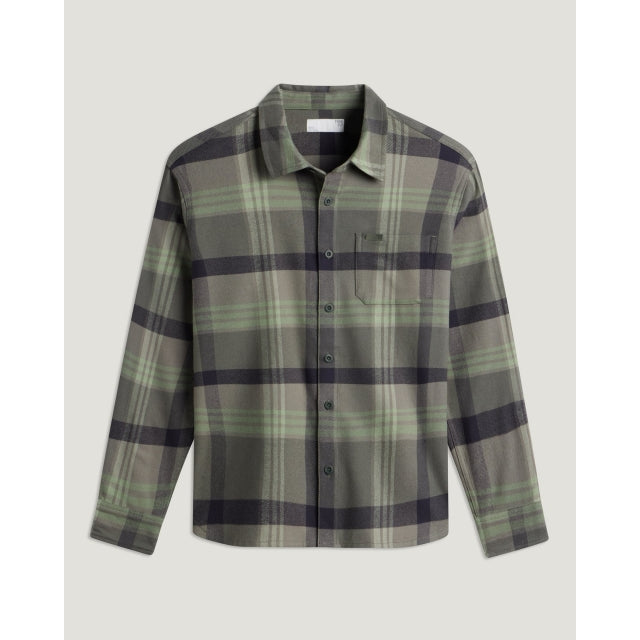 Free Fly Apparel Mens Seawool Flannel Shirt dark forest plaid