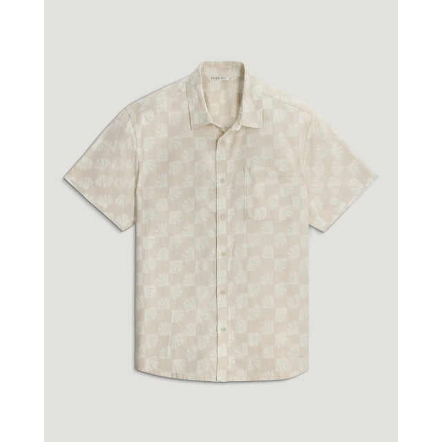 Free Fly Mens Ff M Harbor Ss Shirt Sea Scallop Print Birch