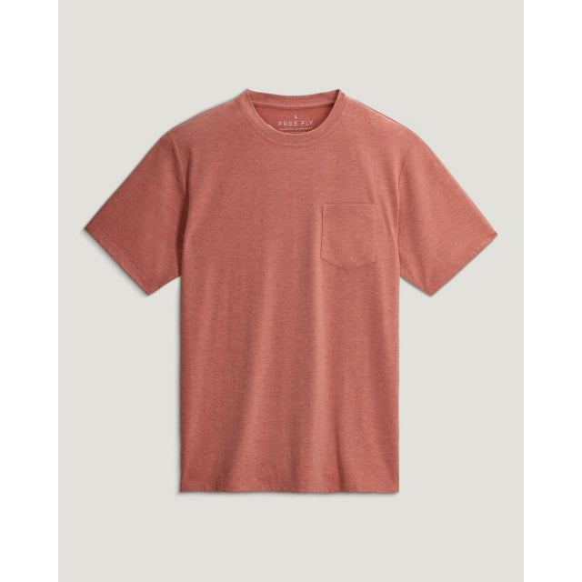 Free Fly Apparel Bamboo Flex Pocket Tee Heather Red Clay
