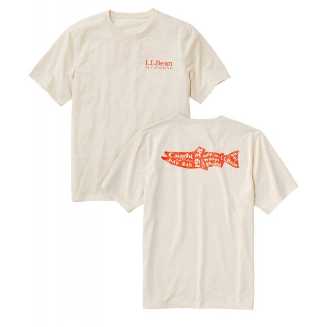 Ll Bean Brand Fishing Graphic Tee Shirt Short Sleeve Antique White