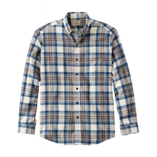 Ll Bean Brand Long Sleeve Scotch Plaid Flannel Shirt Regular Indigo Tartan