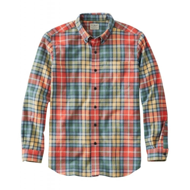 Ll Bean Brand Long Sleeve Scotch Plaid Flannel Shirt Regular Washed Buchanan