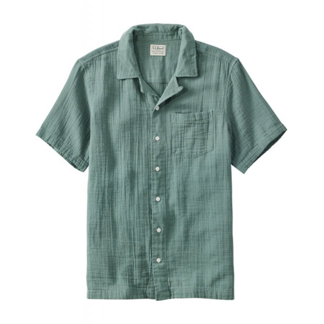 Ll Bean Brand Vacationland Gauze Shirt Short Sleeve Slightly Fitted Regular Sea Green