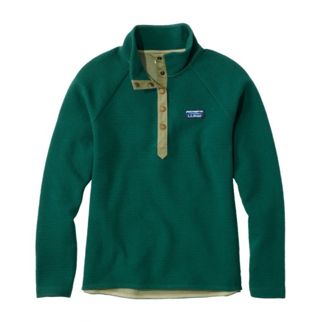Ll Bean Brand Lakewashed Double-knit 1/4 Snap Regular Deep Green