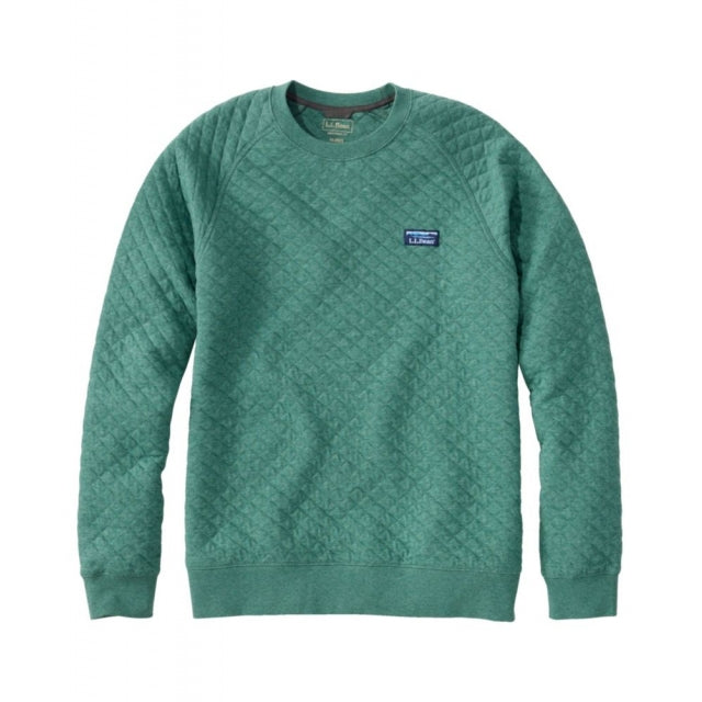 Ll Bean Brand Bean's Quilted Crewneck Regular Deep Green Heather
