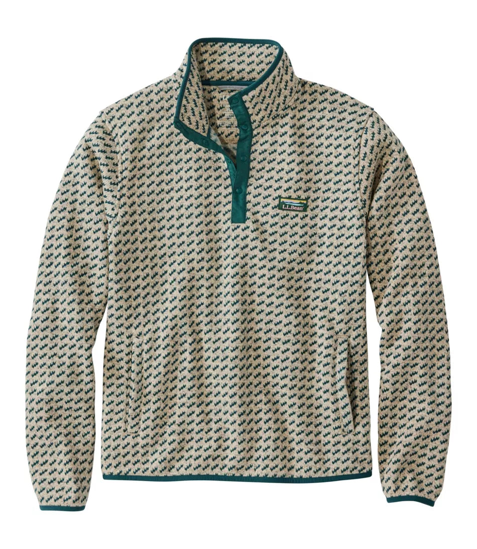 Mens Bean's Sweater Fleece Pullover Printed