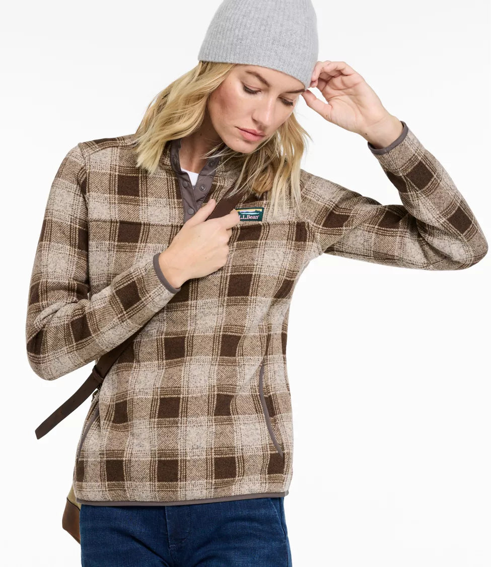 Womens Bean's Sweater Fleece Pullover Print Regular