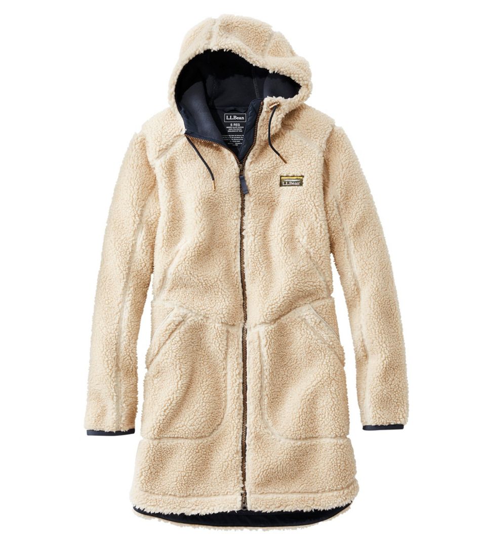 L.l.bean Womens Mountain Pile Fleece Coat Natural