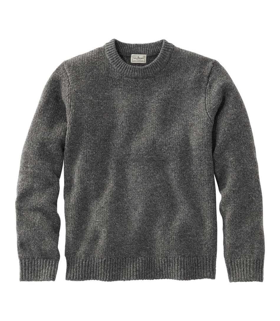 L.L. Bean Mens Beans Classic Raggwool Crew Sweater Charcoal