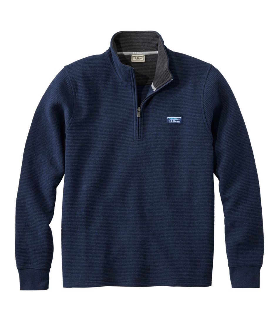 L.L. Bean Mens Lakewashed Double-knit Quarter-Zip Long Sleeve Regular CLASSIC NAVY HEATHER