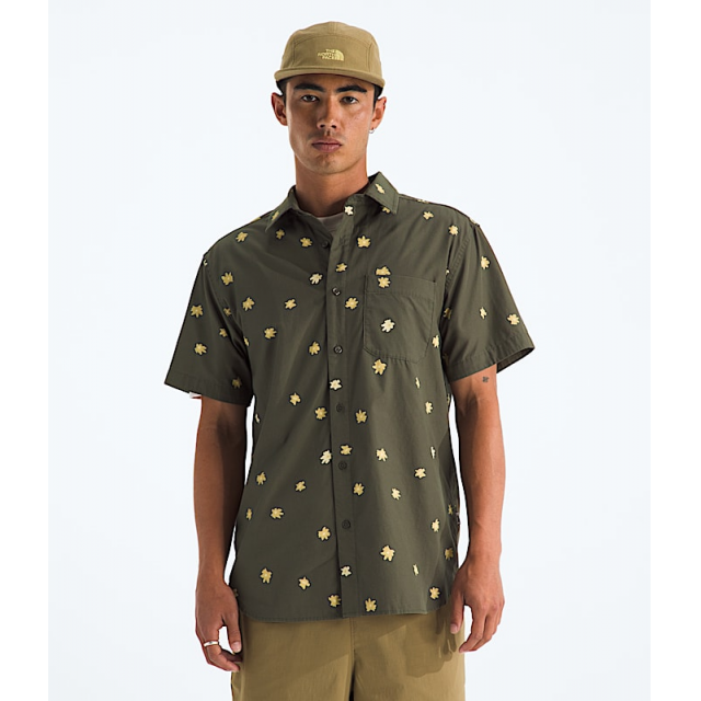 The North Face Mens Short Sleeve Baytrail Pattern Shirt new taupe green/simple floral print