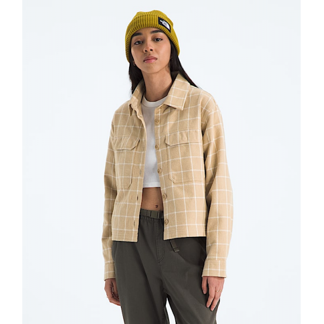 The North Face Tnf W Valley Flannel Shirt Plaid Khaki Stone Grid Large Plaid