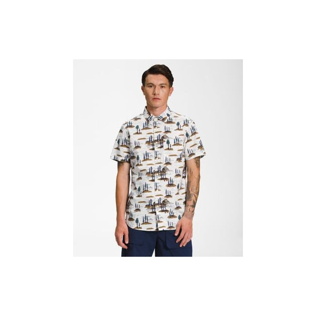 The North Face S/s Baytrail Pattern Shirt Gardenia White Camping Scenic Print