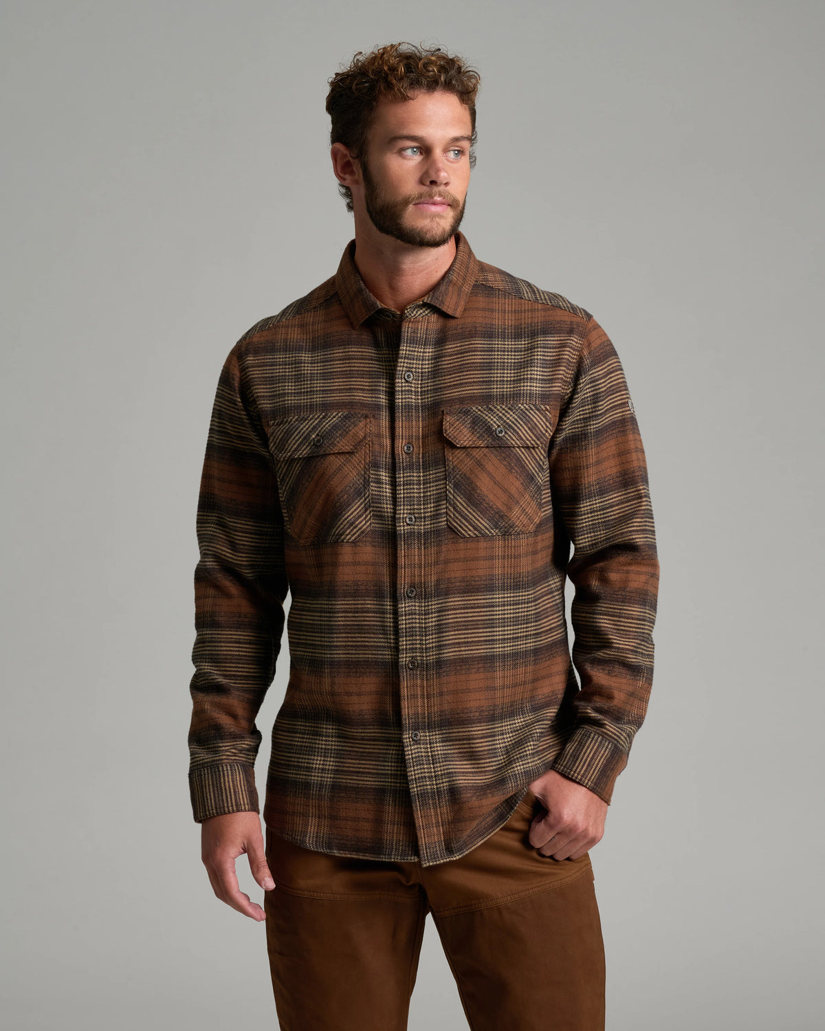 Kuhl Mens Rydr Flannel Long Sleeve vintage leather