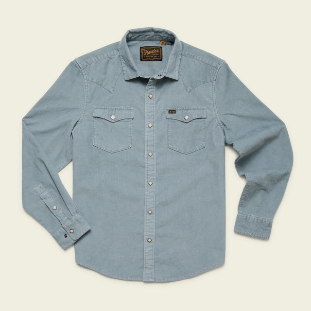 Howler Bros Mens Banning Corduroy Snapshirt Iron Blue
