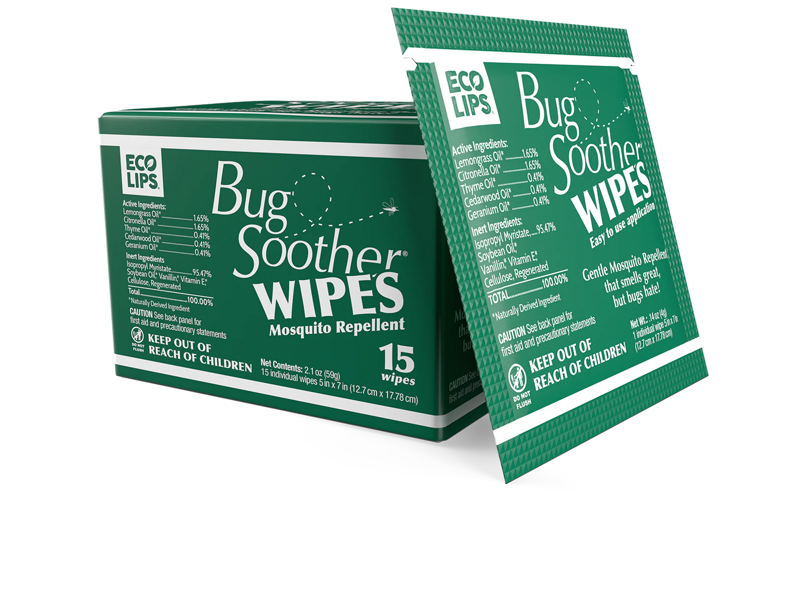 Bug Soother Natural Natural Mosquito Repellent Wipes Single Wipe