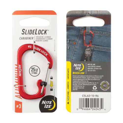Nite Ize Slidelock Carabiner Aluminum #3 Red