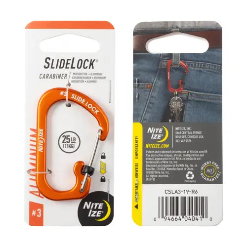 Nite Ize Slidelock Carabiner Aluminum #3 Orange