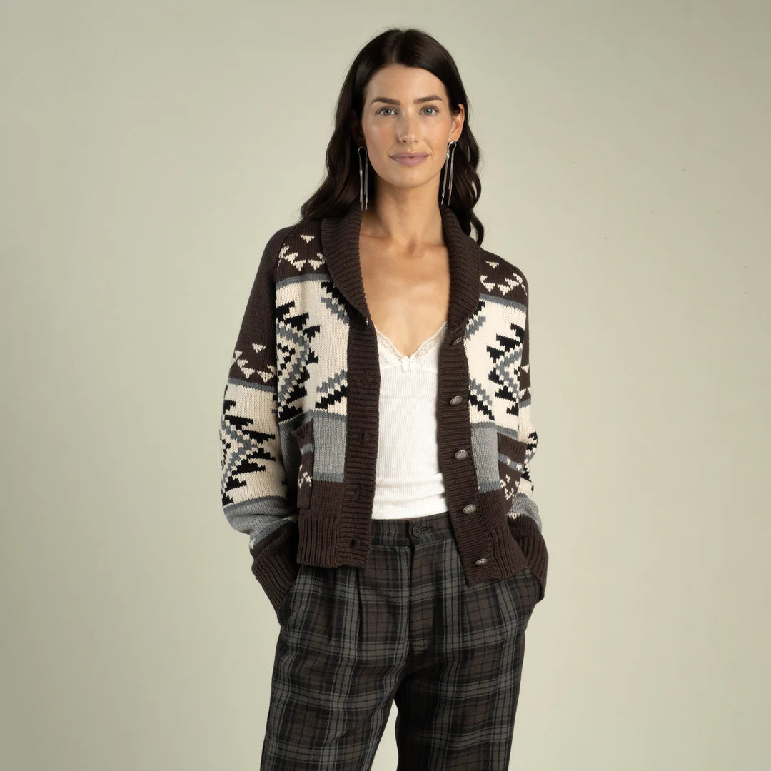 Sendero Provisions Co. Womens Cimarron Cardigan Brown/Blue