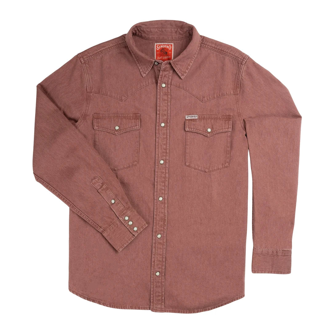 Sendero Provisions Co. Mens The Wyatt Pearl Snap Long Sleeve Denim Shirt adera / M