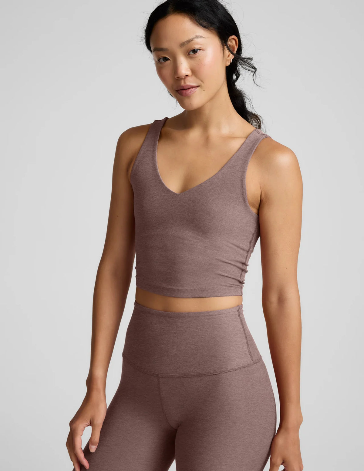 Beyond Yoga Womens Spacedye Good Day Cropped Tank Rosey Taupe Heather