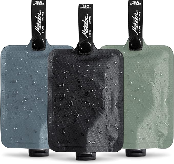 Matador Flatpak Toiletry Bottle (3-Pack) Charcoal/Slate Blue/Sage