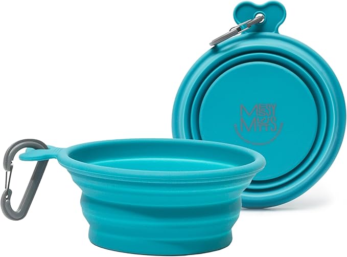 Messy Mutts Silicone Collapsible Dog Bowl Large Blue