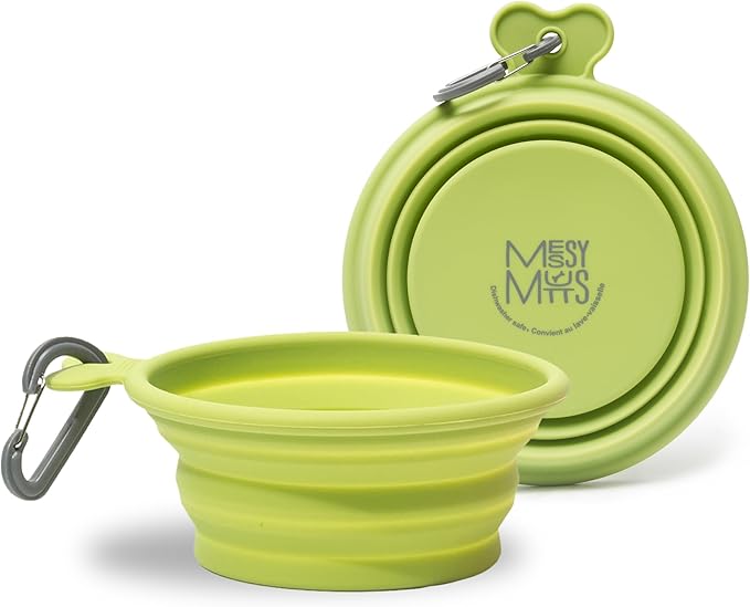 Messy Mutts Silicone Collapsible Dog Bowl Large Green