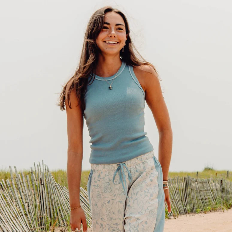 Jetty Womens Iris Micro Rib Tank Blue