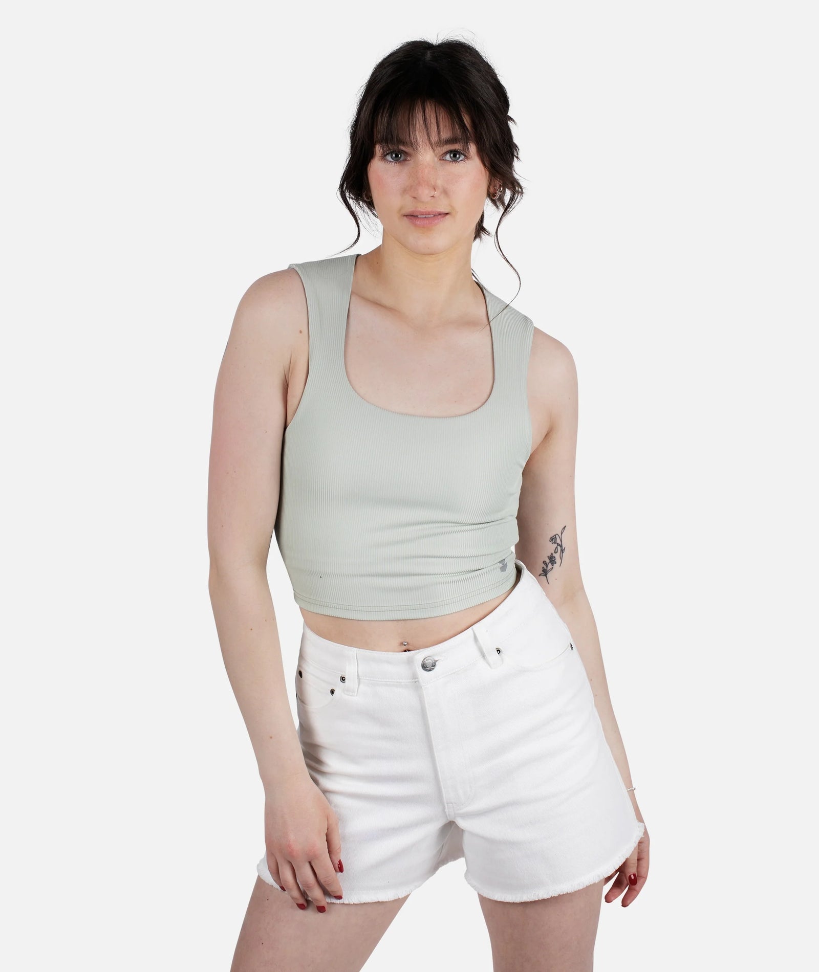 Jetty Womens Mystic Rib Tank Sage Green