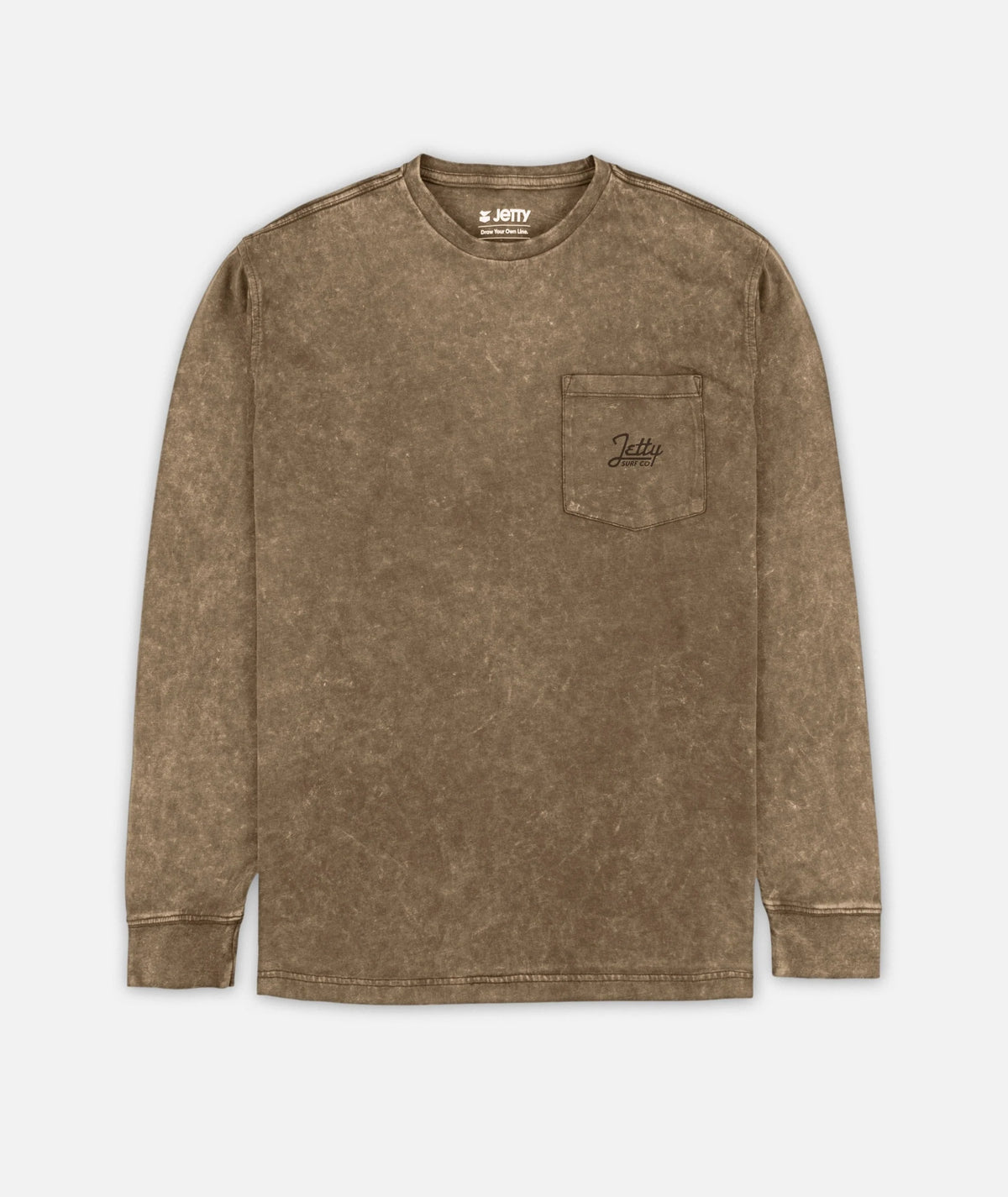 Jetty Mens Tanker Acid Wash Long Sleeve Brown