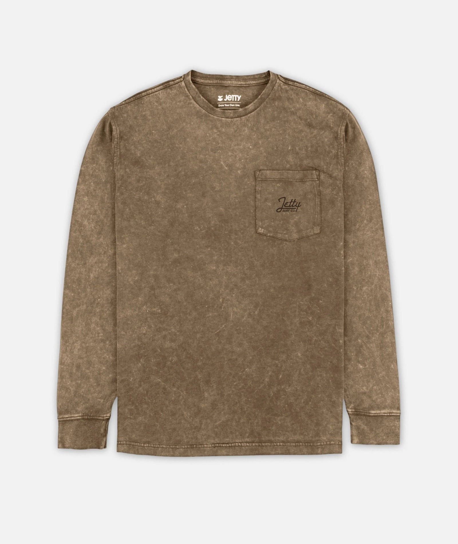 Jetty Mens Tanker Acid Wash Long Sleeve Brown