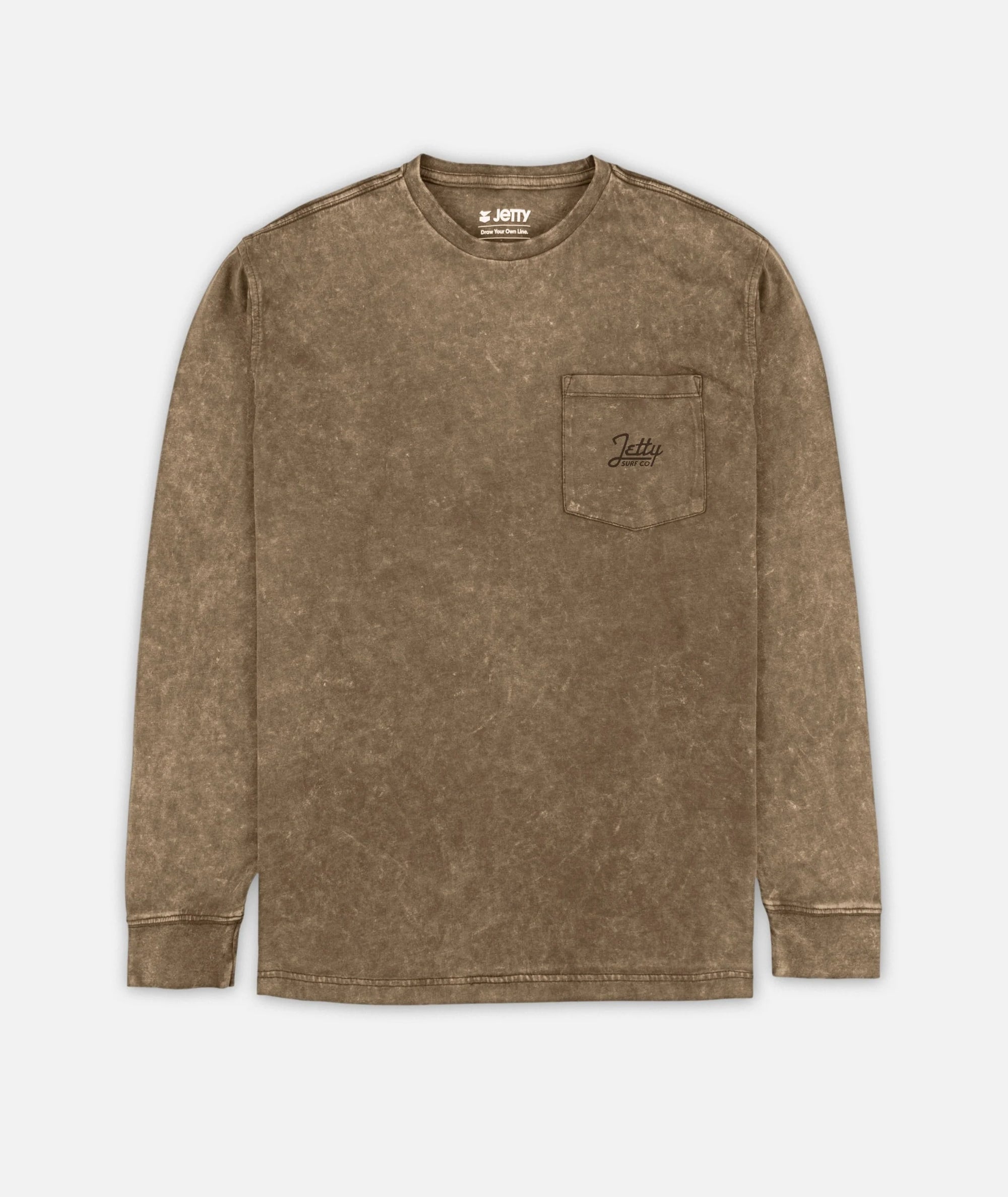 Jetty Mens Tanker Acid Wash Long Sleeve Brown