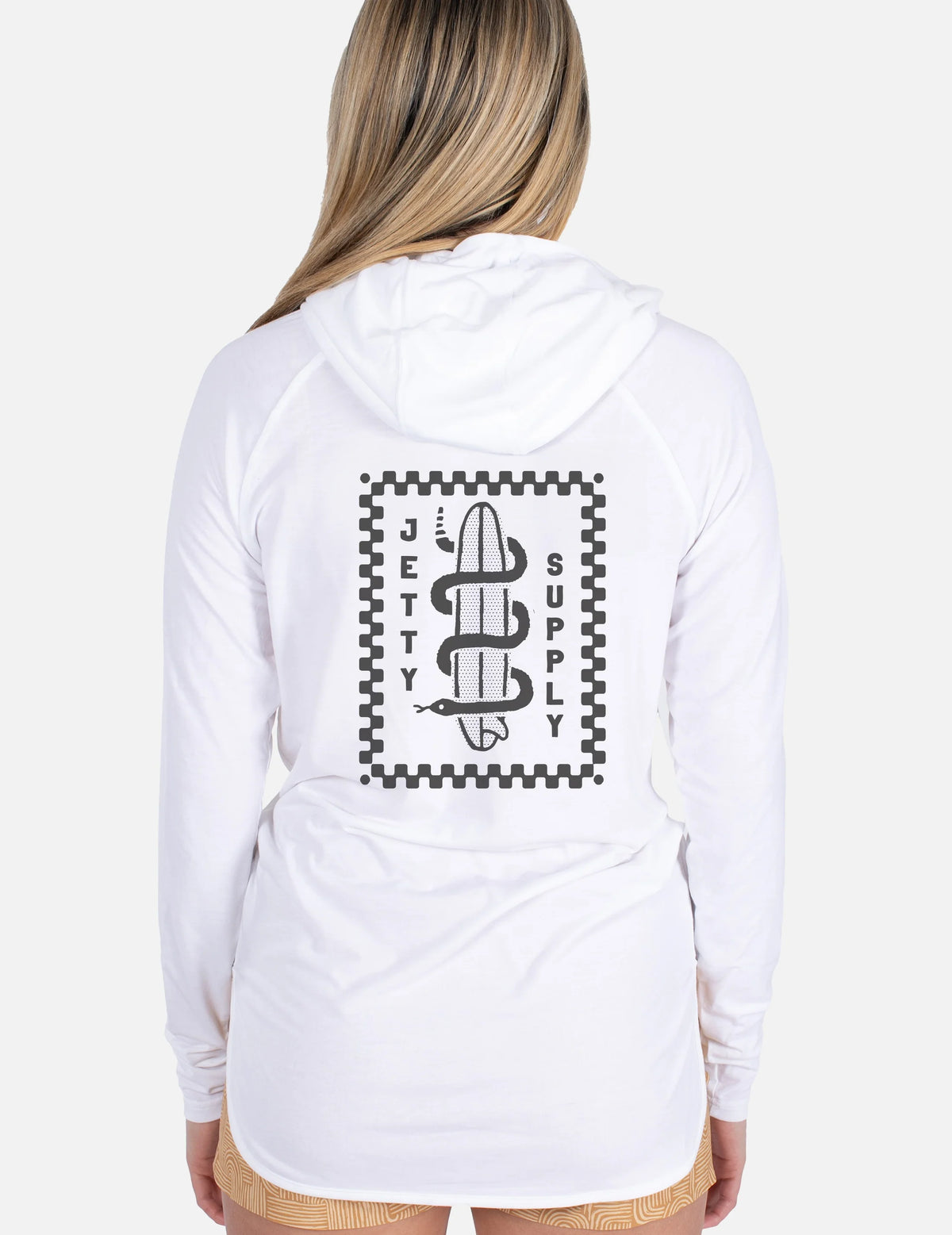 Jetty Womens Wavesnake Hooded UV Long Sleeve White