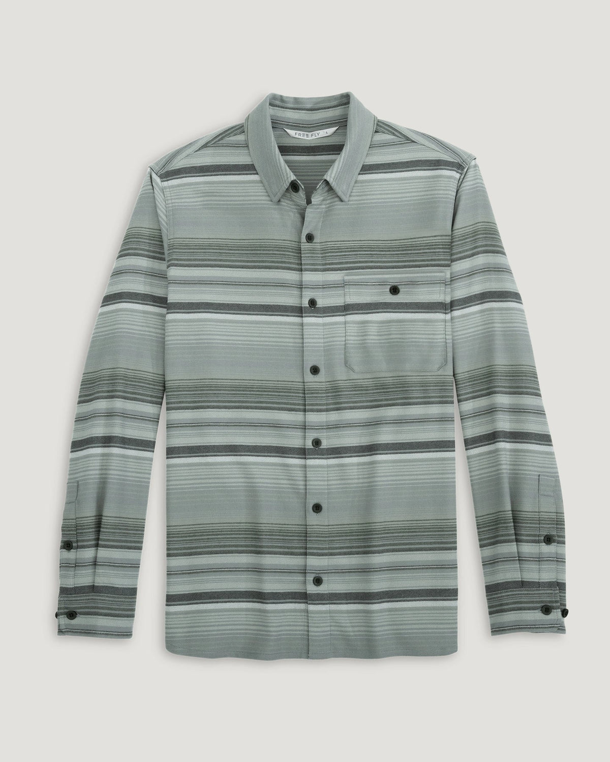 Free Fly Apparel Mens Seawool Flannel Shirt Sagebrush Stripe