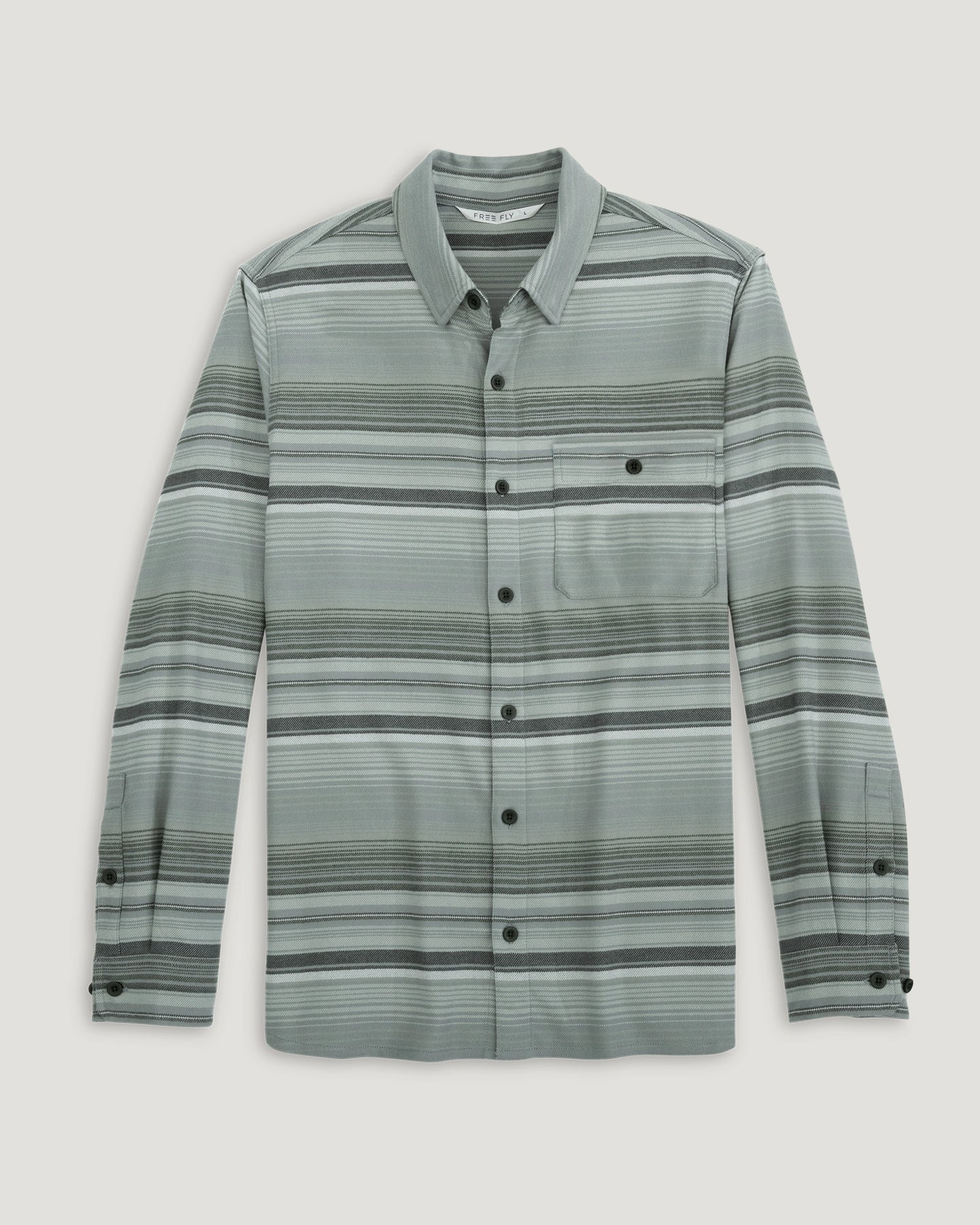 Free Fly Apparel Mens Seawool Flannel Shirt Sagebrush Stripe