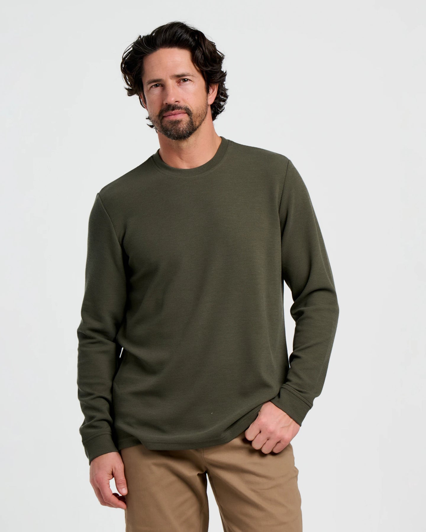 Free Fly Apparel Mens Waffle Crew Dark Forest
