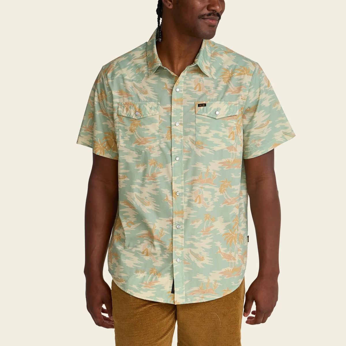 Howler Brothers Mens H Bar B Snapshirt bouquets: washed indigo