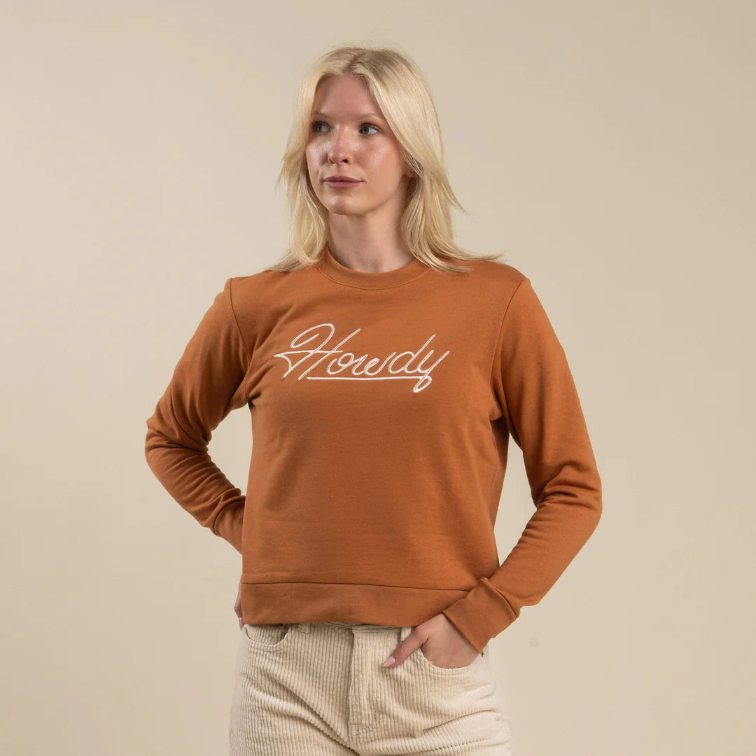 Sendero Provisions Co. Womens Howdy Drop Shoulder Sweatshirt Meerkat