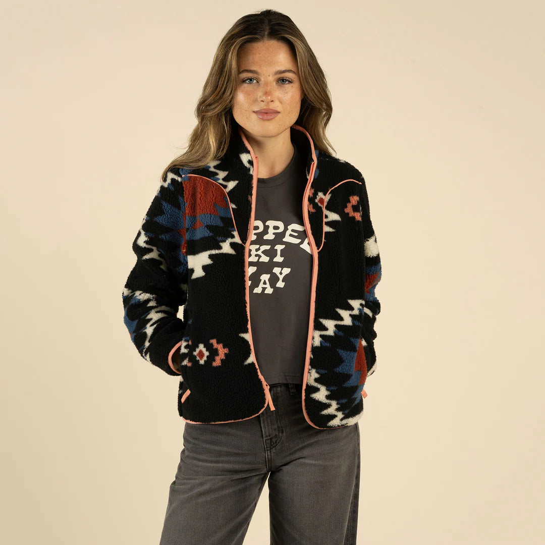 Sendero Provisions Co. Womens Sedona Fleece anta Fe Print/Vintage Black / S