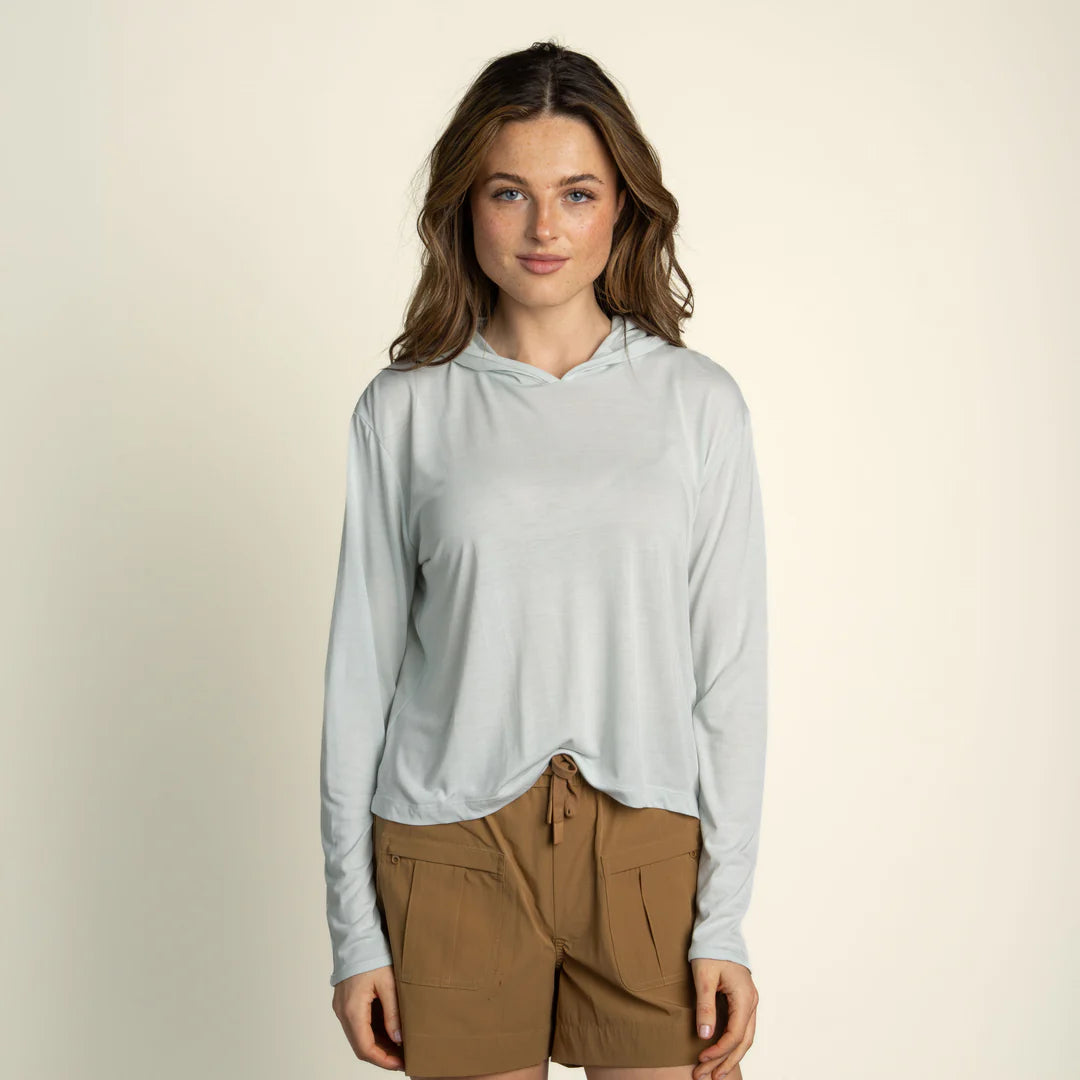 Sendero Provisions Co. Womens Yucatan Bamboo Hoodie Tech Long Sleeve Shirt Frio Blue