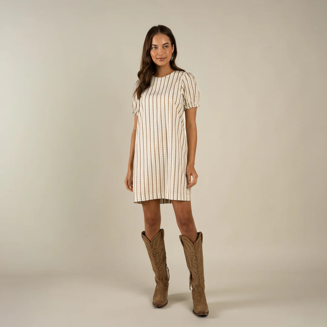 Sendero Provisions Co. Womens Gabriela Shift Dress erape Stripe Tan / S