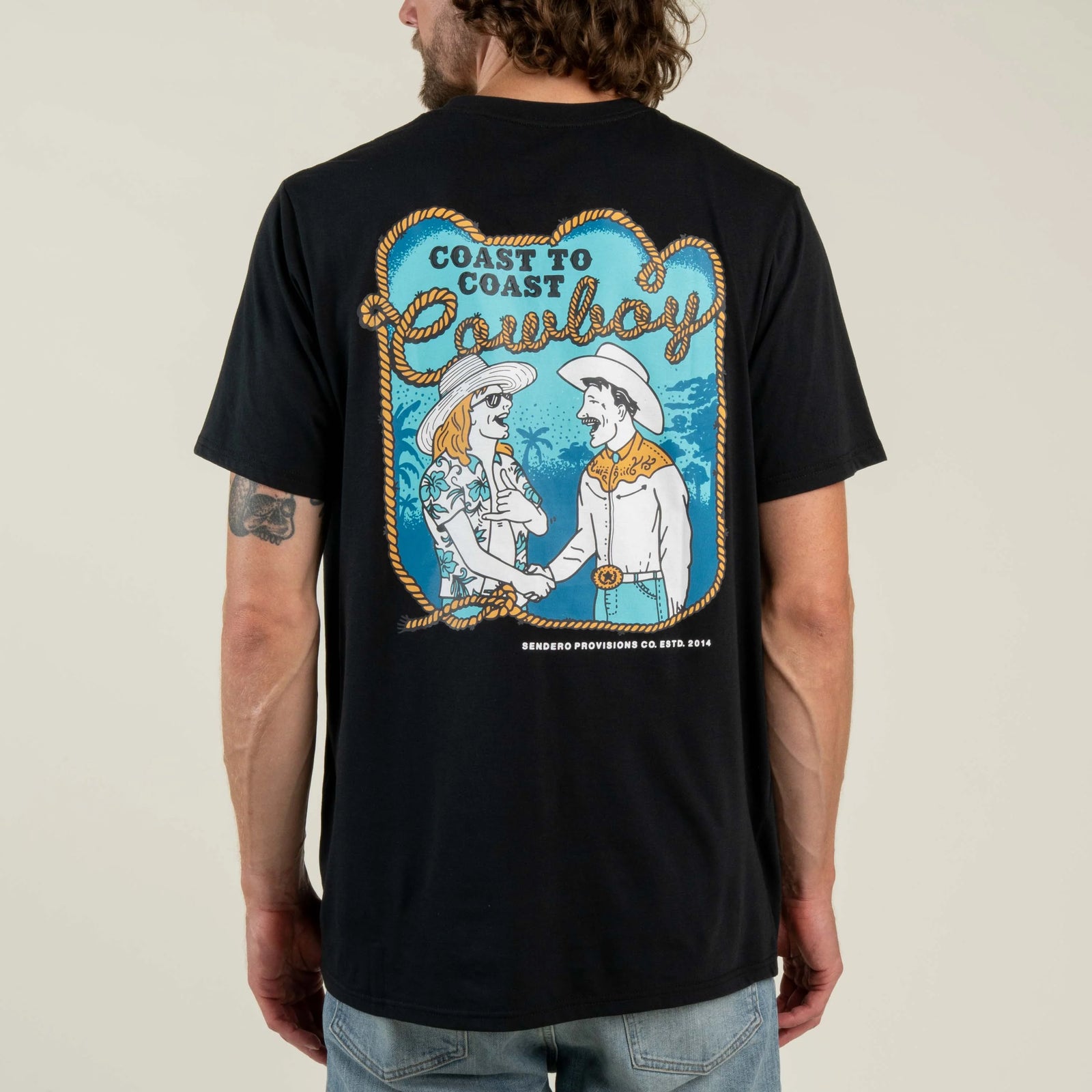 Sendero Provisions Co. Mens Coast To Coast Cowboy T-shirt Black